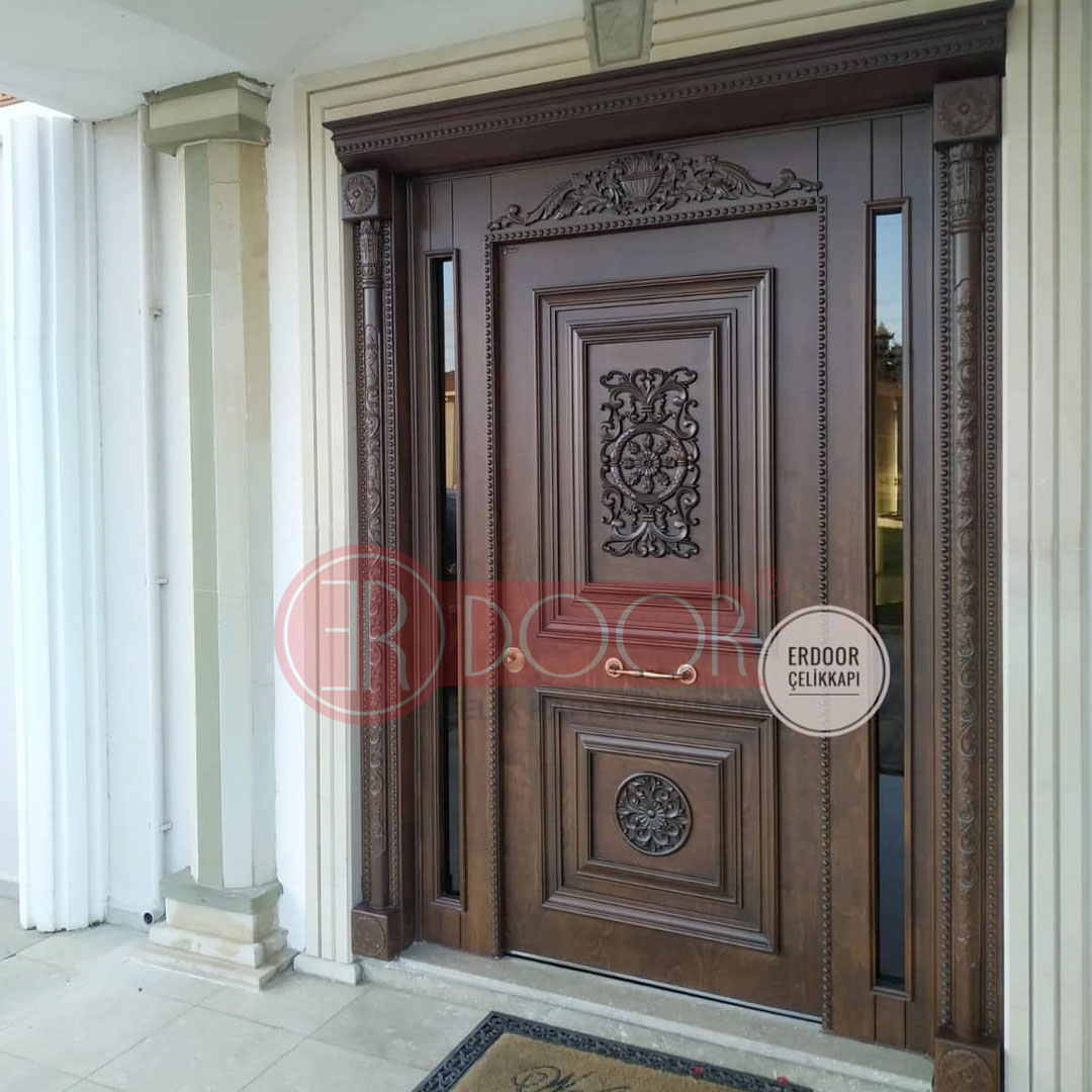 Ahşap İşlemli Ceviz Villa Giriş Kapısı ER0211