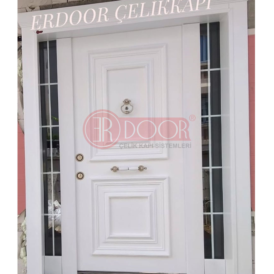 Çıtalı Beyaz Lake Lüks Villa Giriş Kapısı ER0243
