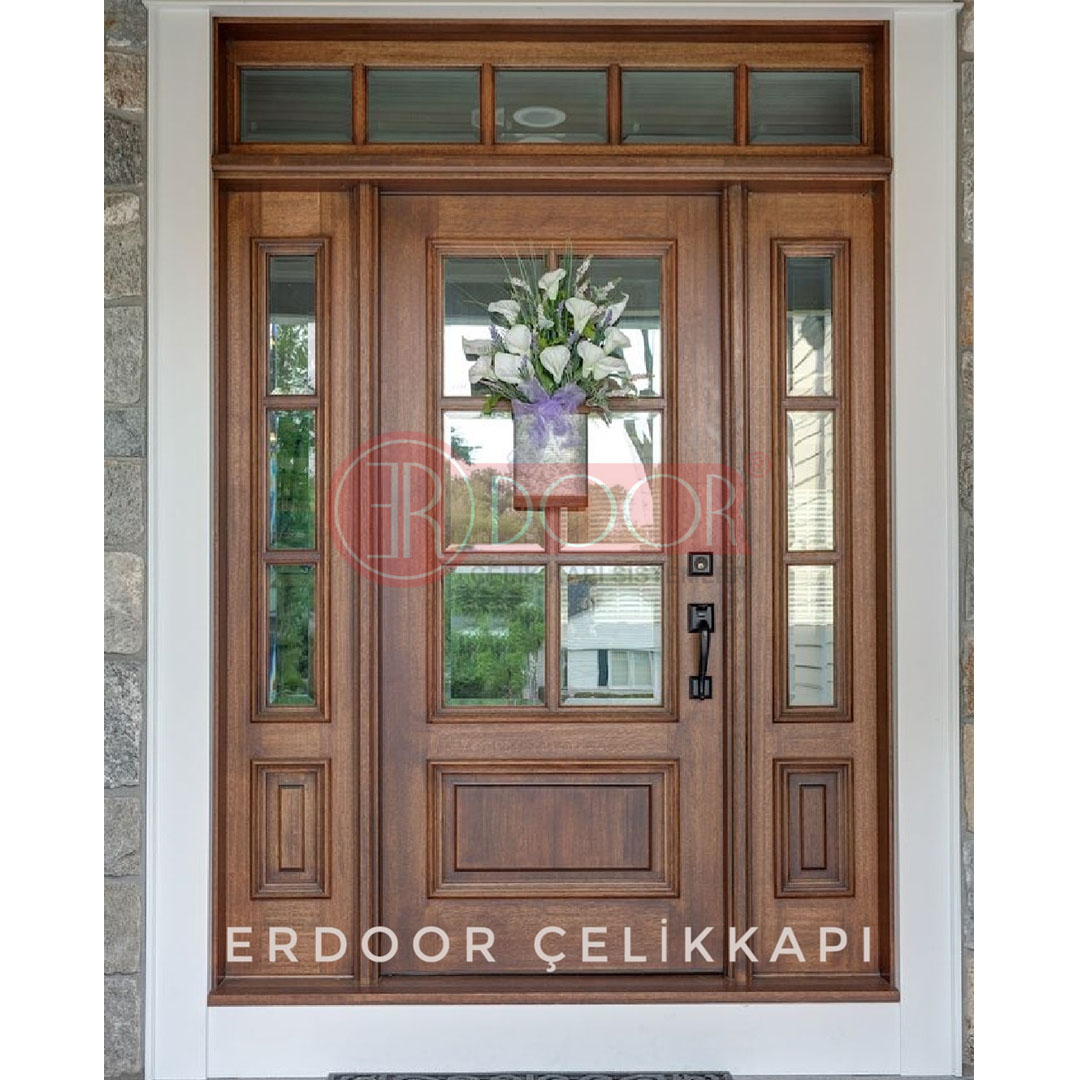 Dış Mekana Uygun Ahşap Kaplı Villa Giriş Kapısı ER0251