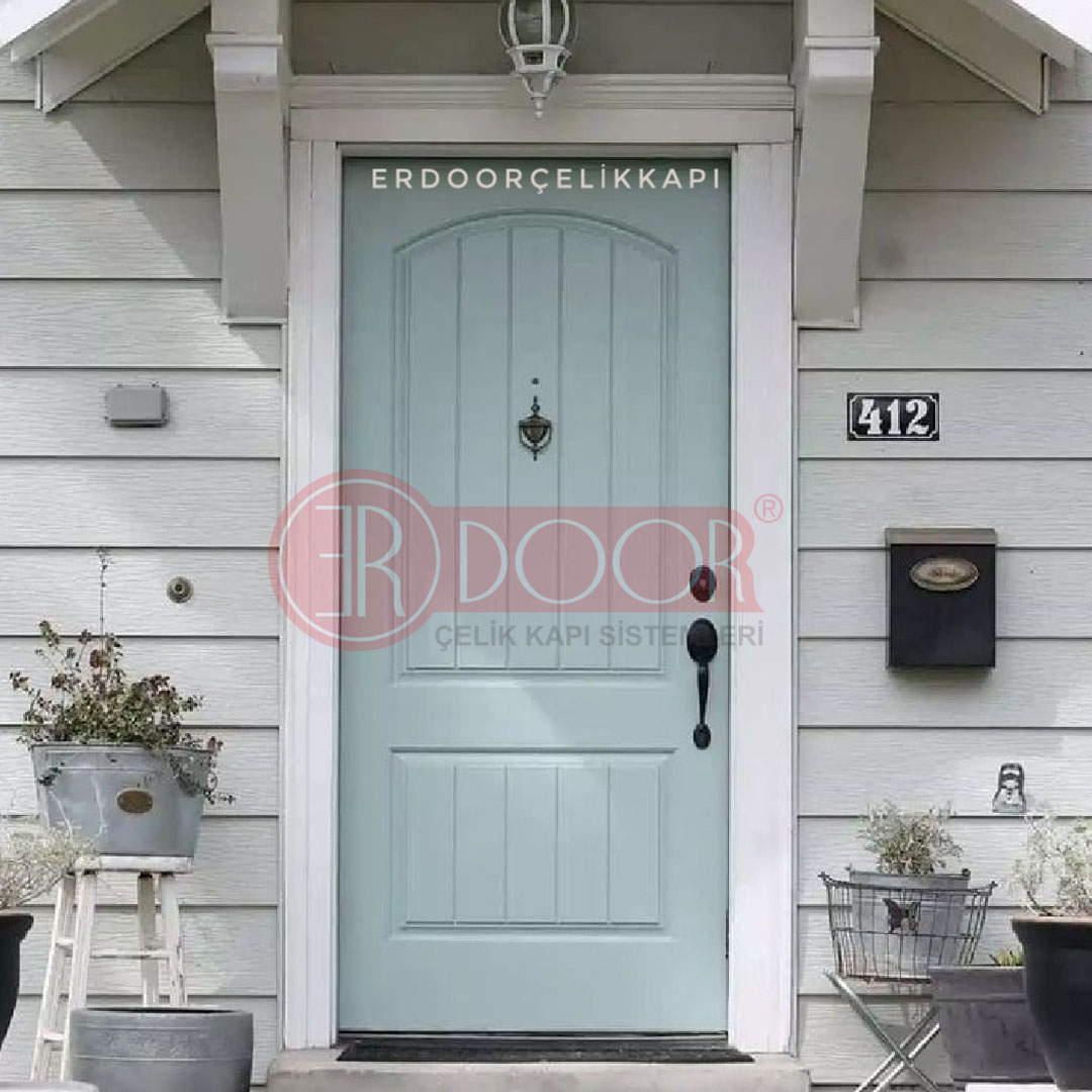 Özel Ölçü Tasarım Su Yeşili Villa Giriş Kapısı ER0274