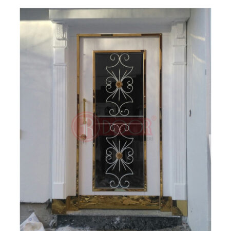 Lüks Dubalı Ahşap Sarı Paslanmaz Bina Giriş Kapısı ER0035