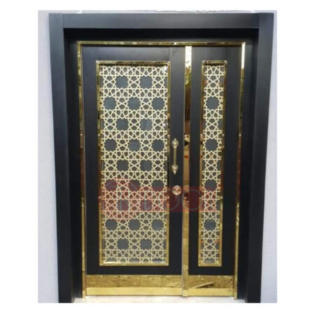 Siyah Kompak Sarı Paslanmaz Bina Giriş Kapısı ER0071