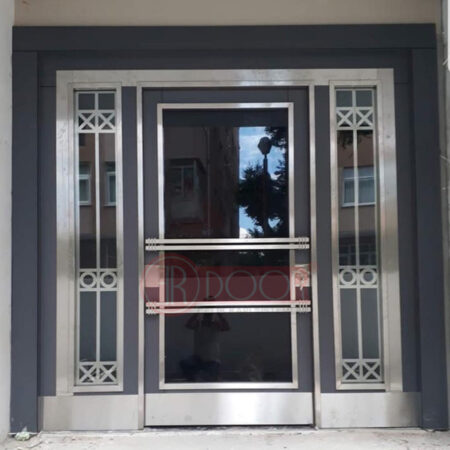 Paslanmaz Tasarımlı Bina Giriş Kapısı ER0077