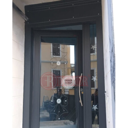 Çiçek Desen Ferforje Bina Giriş Kapısı ER0086