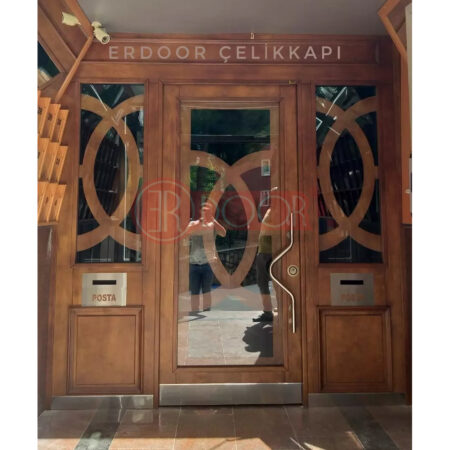 Posta Kutulu Ceviz Kaplama Bina Giriş Kapısı ER0090