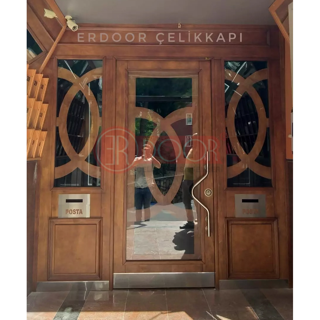 Posta Kutulu Ceviz Kaplama Bina Giriş Kapısı ER0090