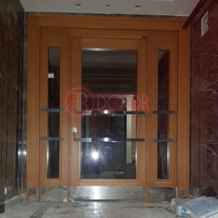 Açık Ceviz Paslanmaz Kollu Apartman Giriş Kapısı ER0095