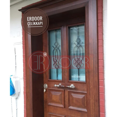 Yeni Trend Ahşap Görünümlü Çelik Villa Kapısı ER0216